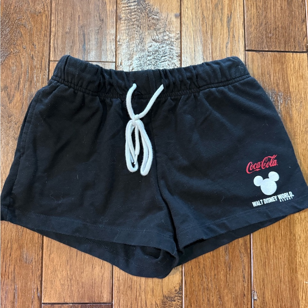 Disney Black Women's Athletic Lounge Shorts with Coca-Cola Logo